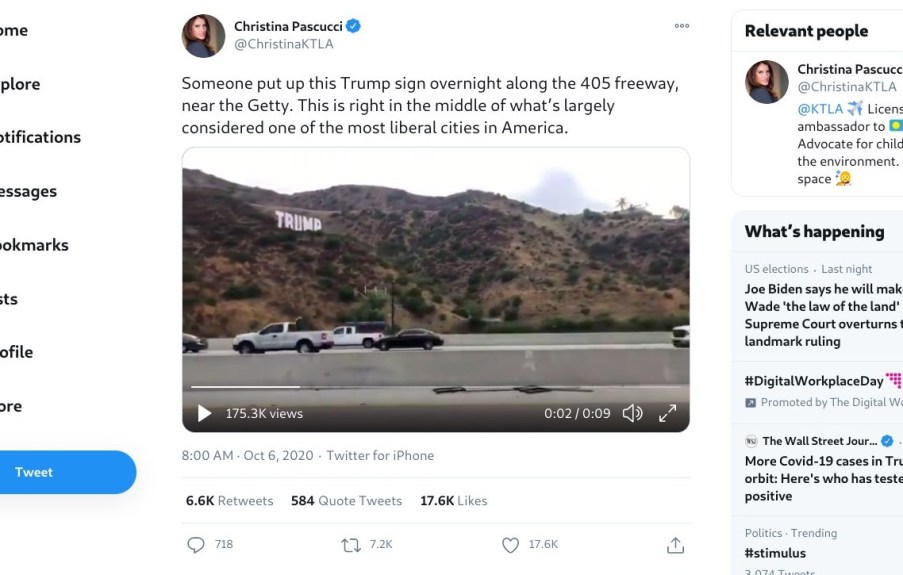 ‘HOLLYWOOD’-style Trump sign removed from Sepulveda Pass near 405 Freeway